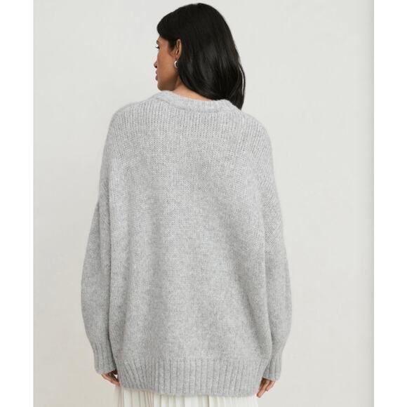 Jenni Kayne Alpaca Cocoon Crewneck Sweater Gray Oversized XXS Minimalist Luxury - Picture 3 of 12